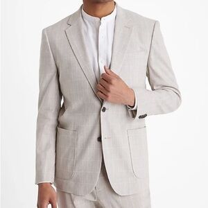 EXPRESS $278 Cream PLAID EXTRA SLIM LINEN BLEND SUIT JACKET SZ 44R
